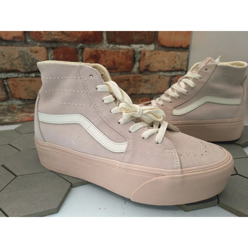 Vans Sk8-Hi Tapered Stackform Suede Shell Pink Platform Sneaker Women Sz 9